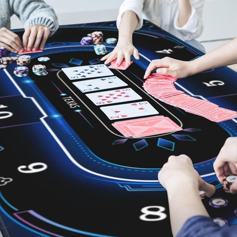 AQQA 70 x 35 Inch Poker Mat, 8-10 Players Texas Hold'em Poker Rubber Mat Poker Topper for Tables, Table Top Mat with Playing Cards - Deluxe Playing mat for Casino Night - Image 5